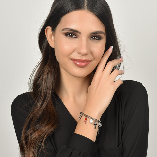 PULSERA DE ACERO PARA MUJER CON CHARMS