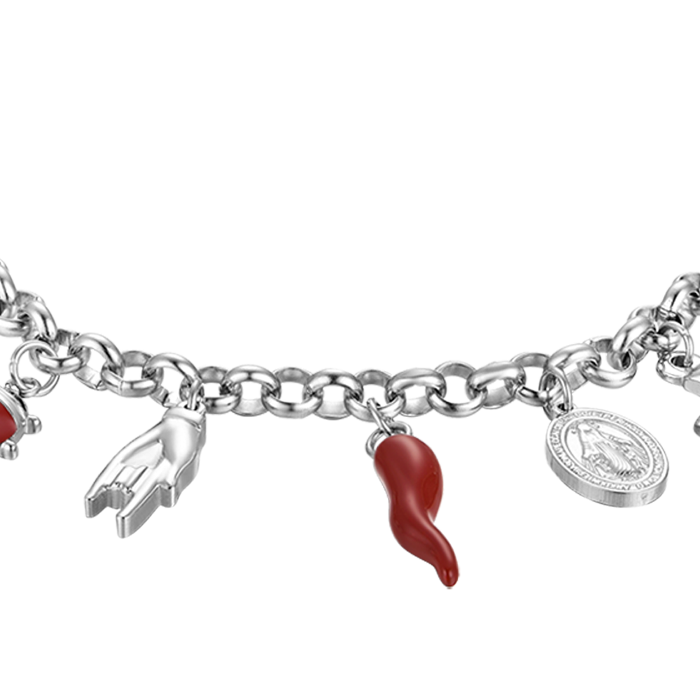 PULSERA DE ACERO PARA MUJER CON CHARMS