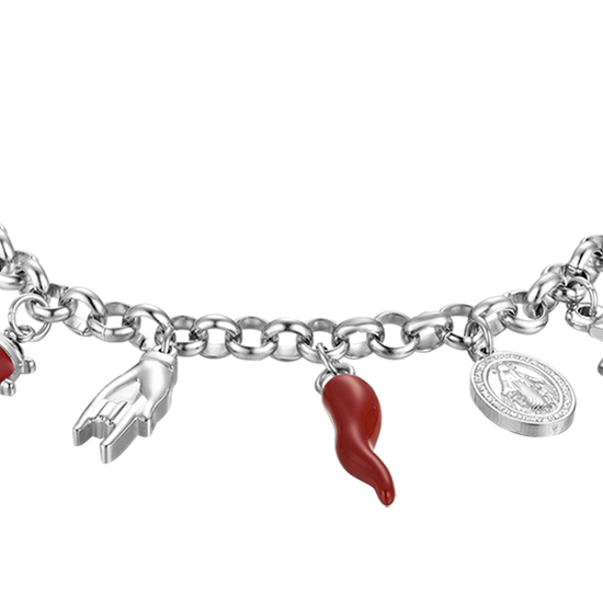 PULSERA DE ACERO PARA MUJER CON CHARMS