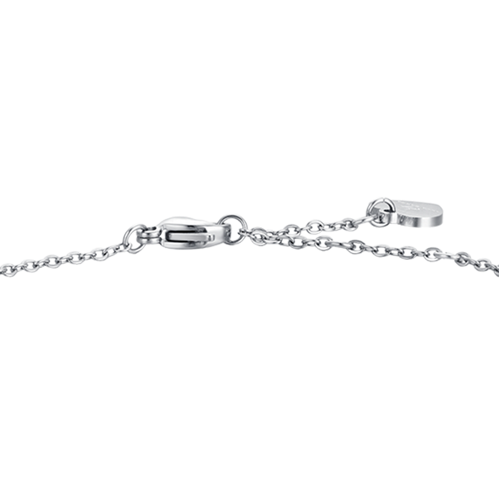 PULSERA DE ACERO DE MUJER CON CORAZÓN Y CRISTALES BLANCOS