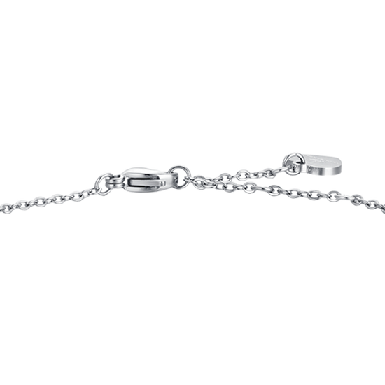 PULSERA DE ACERO DE MUJER CON CORAZÓN Y CRISTALES BLANCOS