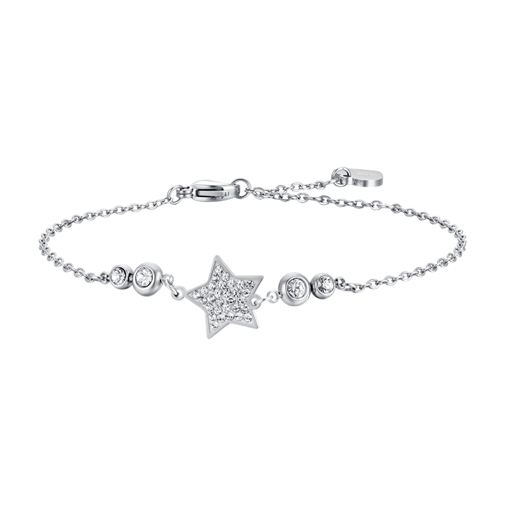 PULSERA DE ESTRELLA DE ACERO PARA MUJER CON CRISTALES BLANCOS