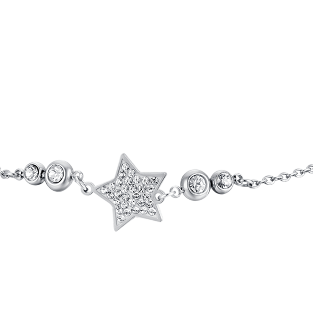 PULSERA DE ESTRELLA DE ACERO PARA MUJER CON CRISTALES BLANCOS