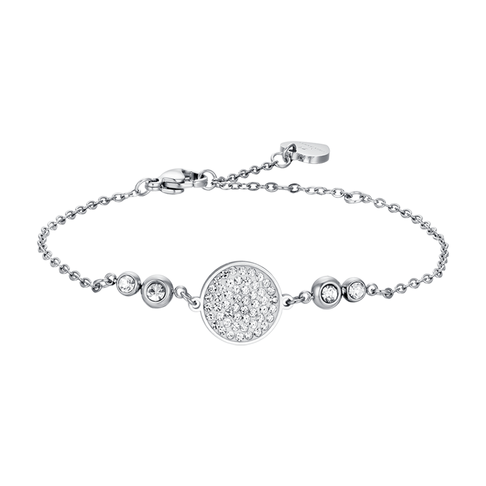 PULSERA DE ACERO PARA MUJER CON ELEMENTO DE CRISTAL BLANCO