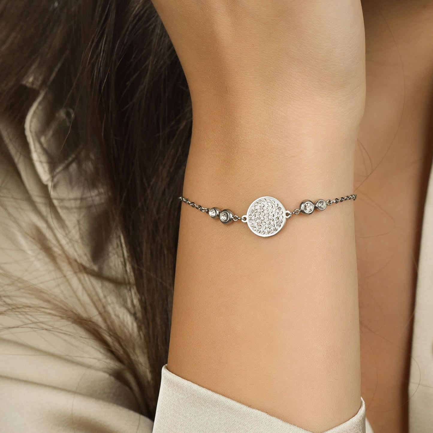 PULSERA PARA MUJER EN ACERO CON ELEMENTOS DE CRISTAL BLANCO Luca Barra