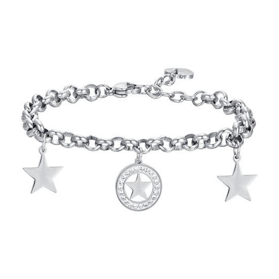 PULSERA DE MUJER EN ACERO CON ESTRELLAS Y CRISTALES BLANCOS Luca Barra