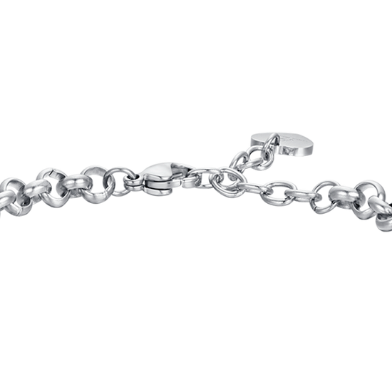 PULSERA DE ACERO PARA MUJER CON ÁRBOL DE LA VIDA Y CRISTALES BLANCOS