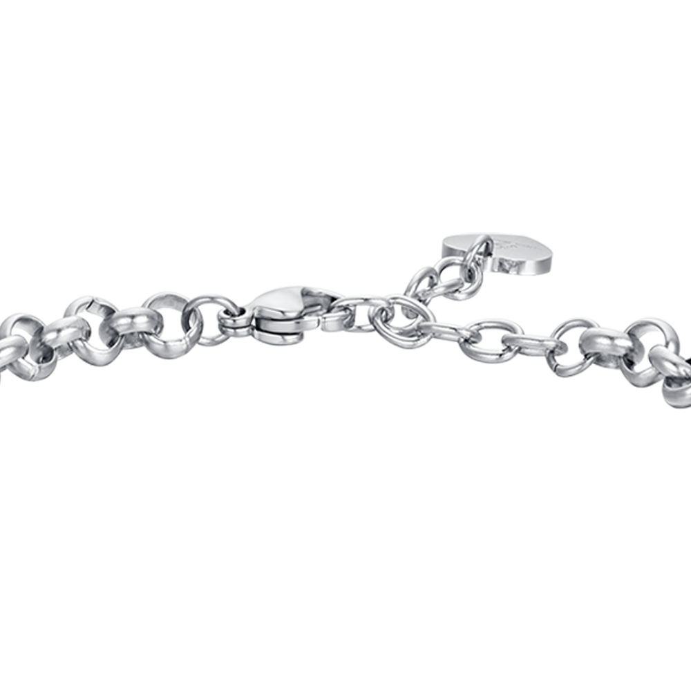 PULSERA DE ACERO PARA MUJER CON ÁRBOL DE LA VIDA Y CRISTALES BLANCOS