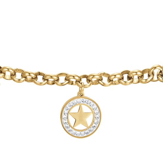 PULSERA DE ACERO PARA MUJER CON ESTRELLAS Y CRISTALES BLANCOS