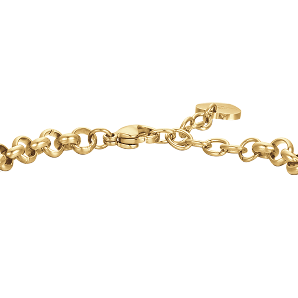 PULSERA DE ACERO PARA MUJER CON CORAZONES Y CRISTALES BLANCOS