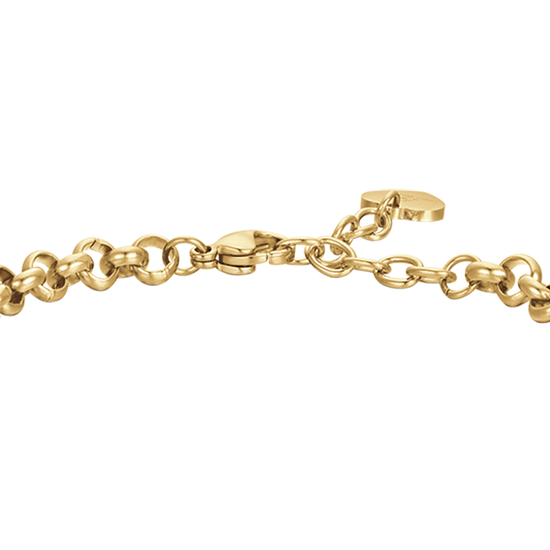 PULSERA DE ACERO PARA MUJER CON CORAZONES Y CRISTALES BLANCOS