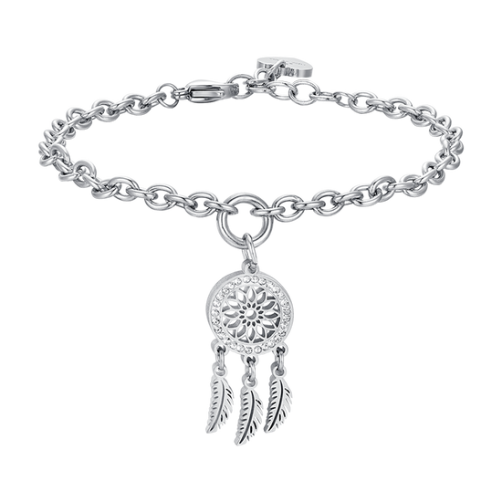 PULSERA ATRAPASUEÑOS DE ACERO PARA MUJER CON CRISTALES BLANCOS