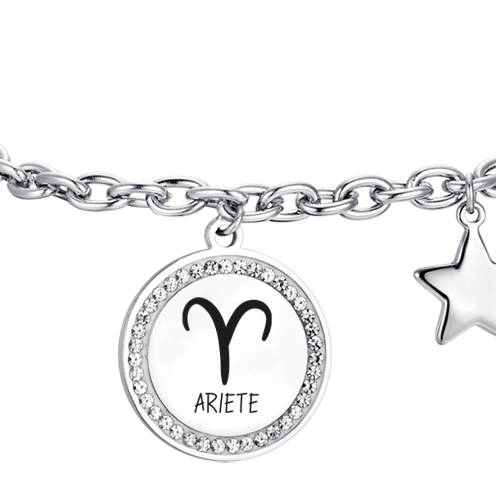 PULSERA DE ACERO MUJER SIGNO DEL ZODIACO ARIES PLACA