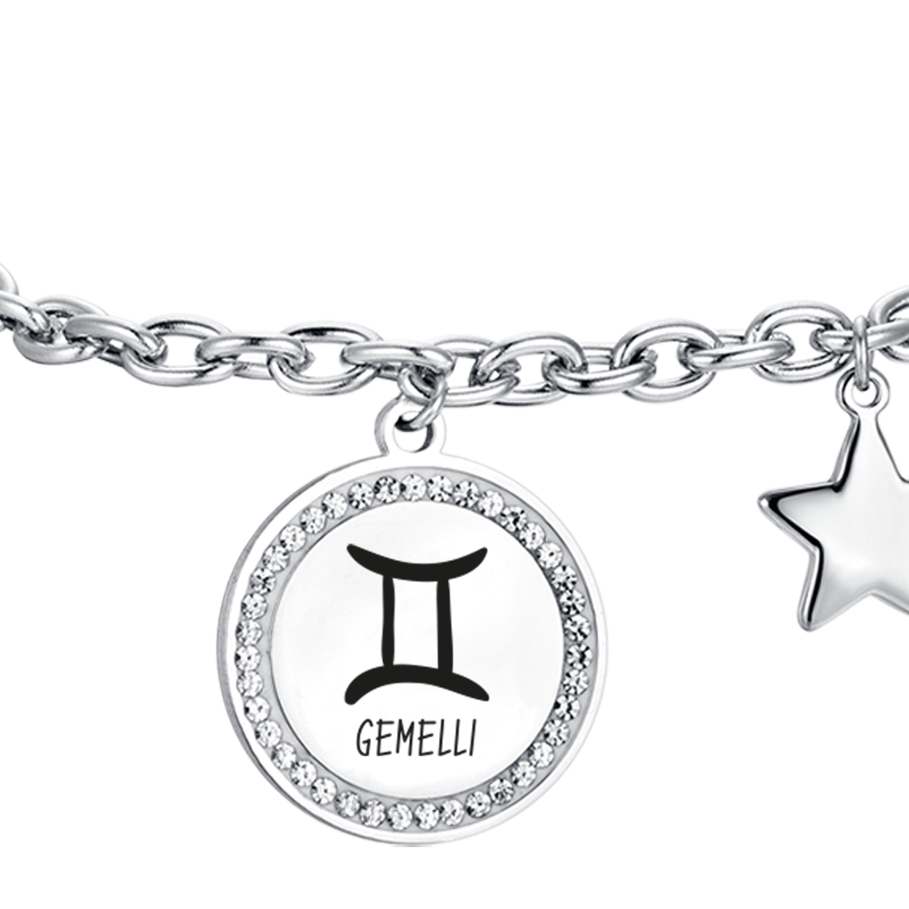 PULSERA DE ACERO MUJER SIGNO ZODIACAL GEMINI PLACA