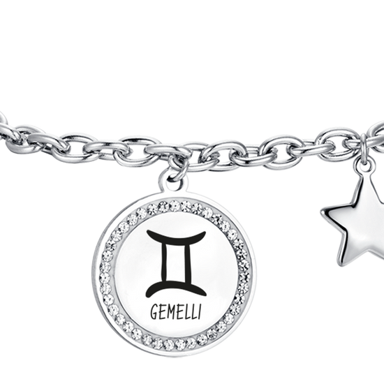 PULSERA DE ACERO MUJER SIGNO ZODIACAL GEMINI PLACA