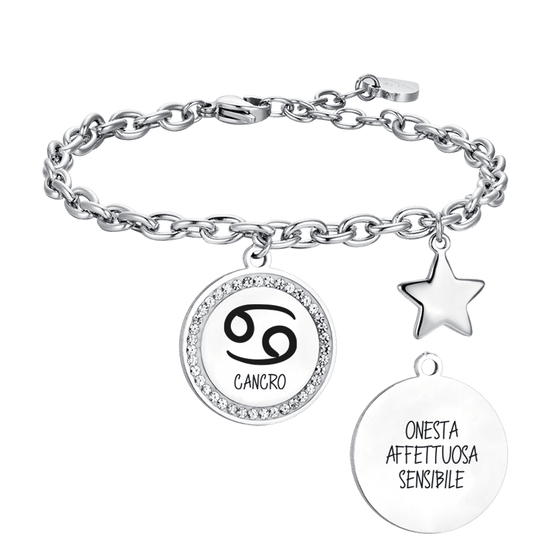 BRACCIALE DONNA IN ACCIAIO SEGNO ZODIACALE CANCRO PIASTRA Luca Barra