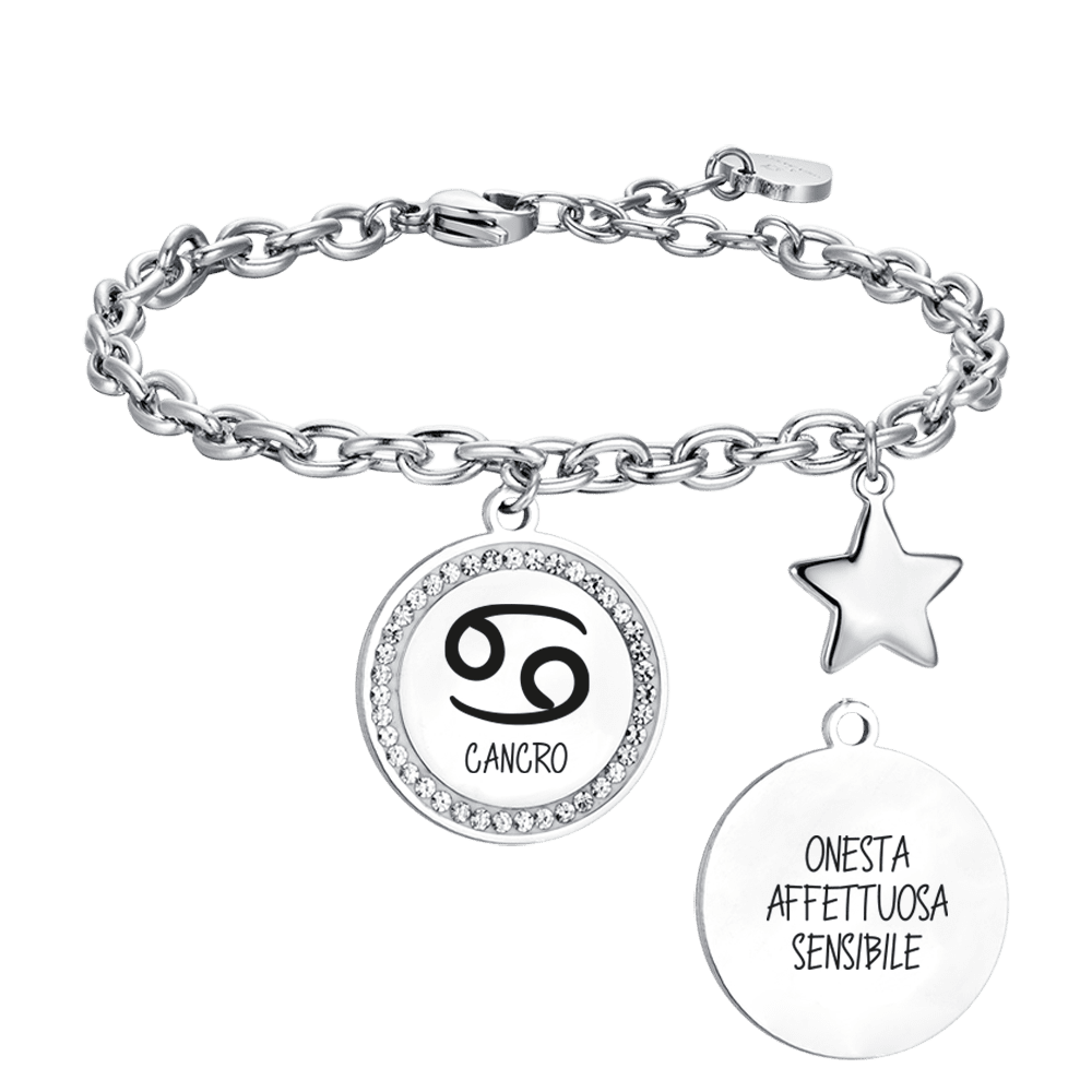 PULSERA DE ACERO MUJER SIGNO ZODIACAL CANCER PLACA