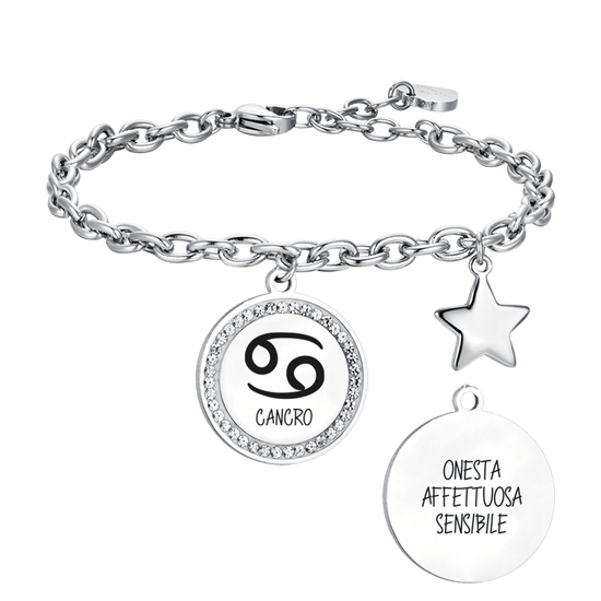 PULSERA DE ACERO MUJER SIGNO ZODIACAL CANCER PLACA