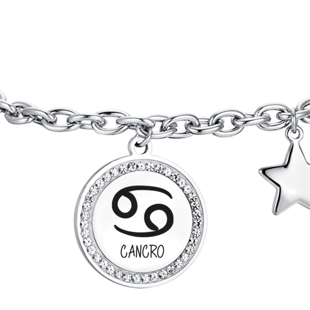 PULSERA DE ACERO MUJER SIGNO ZODIACAL CANCER PLACA