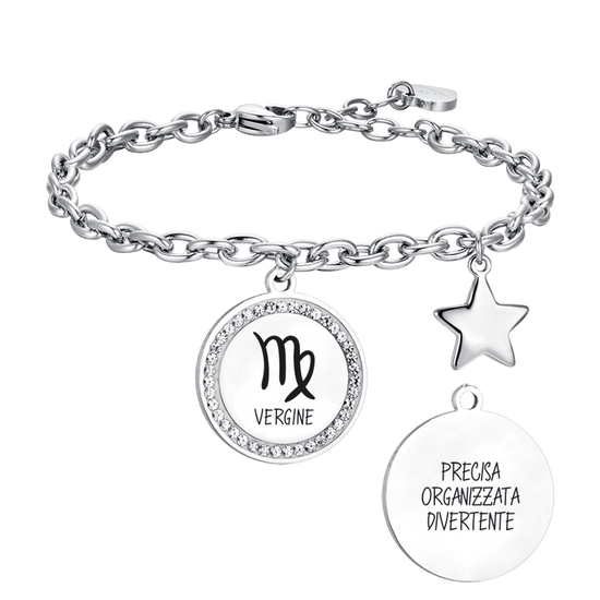 BRACCIALE DONNA IN ACCIAIO SEGNO ZODIACALE VERGINE PIASTRA Luca Barra