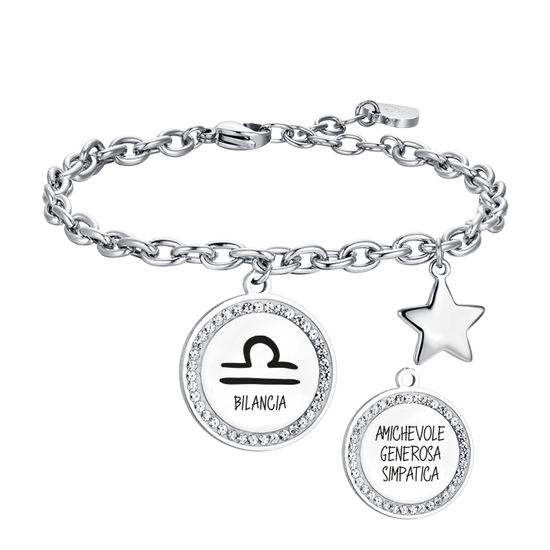 PULSERA DE ACERO PARA MUJER SIGNO DEL ZODIACO LIBRA PLACA