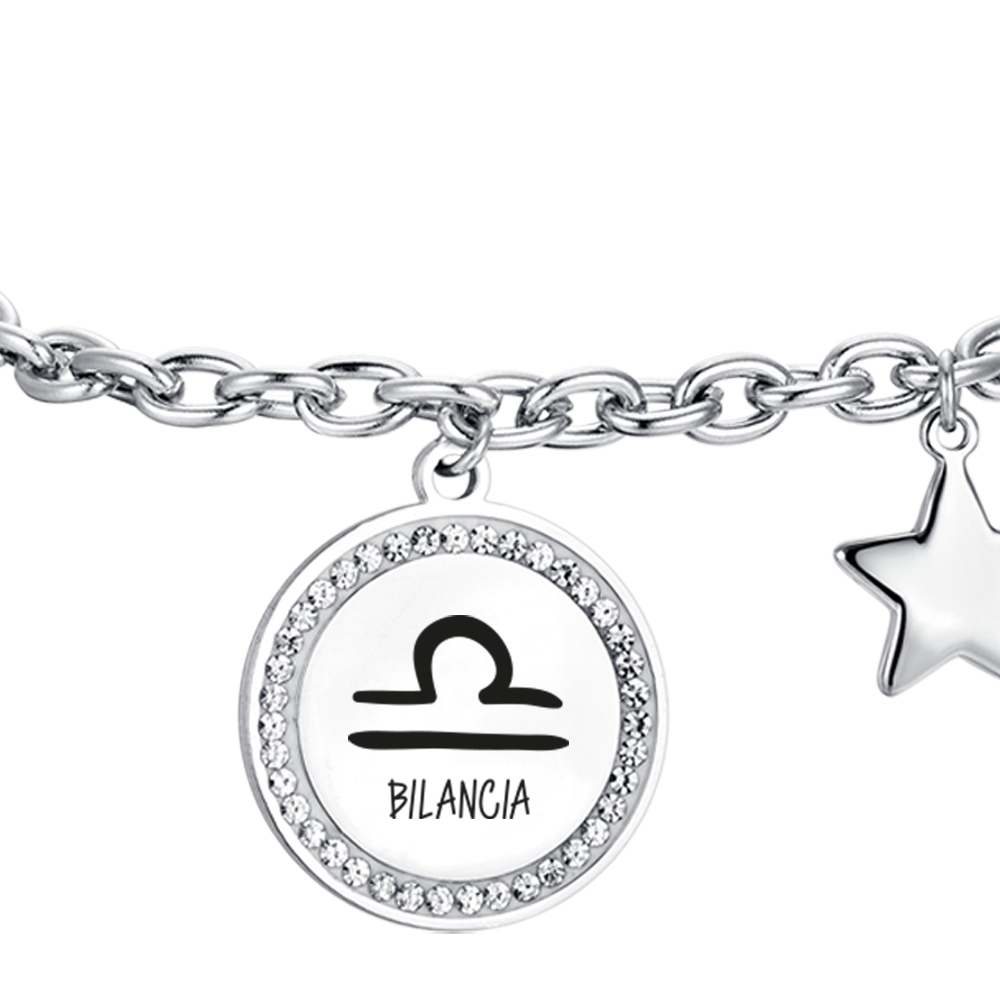 PULSERA DE ACERO PARA MUJER SIGNO DEL ZODIACO LIBRA PLACA