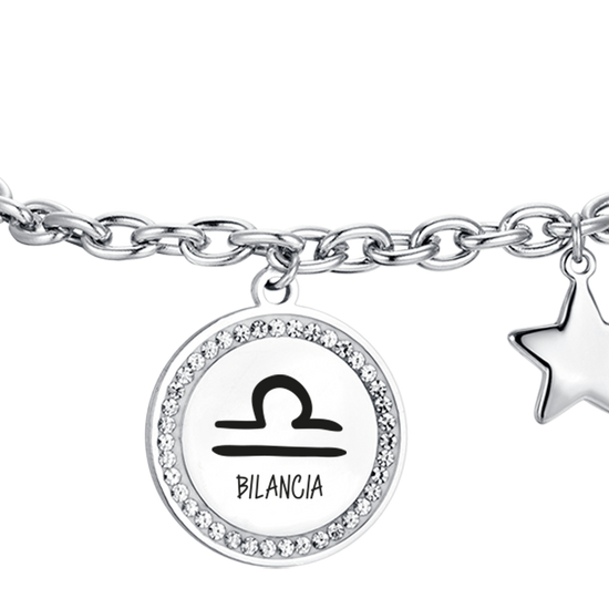 PULSERA DE ACERO PARA MUJER SIGNO DEL ZODIACO LIBRA PLACA