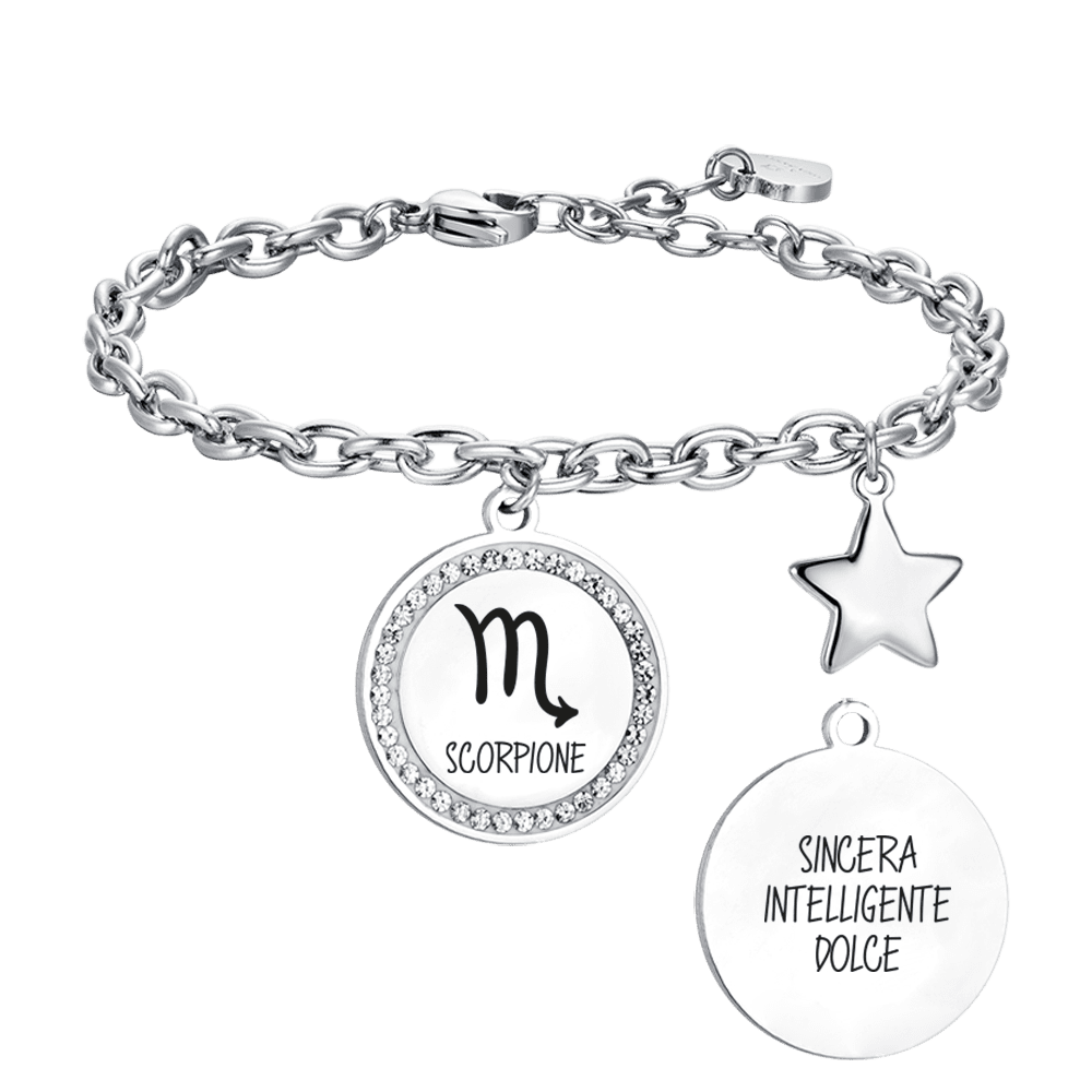 PULSERA DE ACERO MUJER SIGNO DEL ZODIACO ESCORPIO PLACA