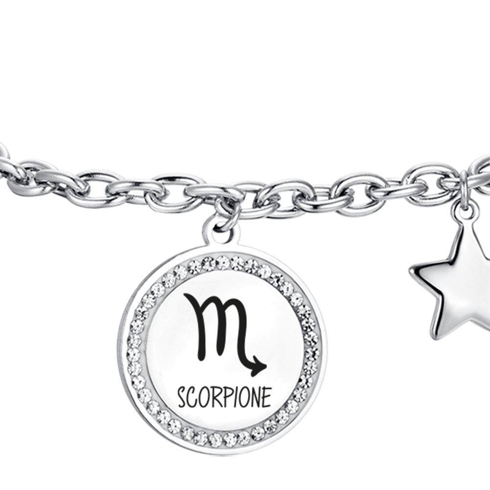 PULSERA DE ACERO MUJER SIGNO DEL ZODIACO ESCORPIO PLACA