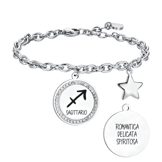 PULSERA DE ACERO MUJER SIGNO DEL ZODIACO SAGITARIO PLACA