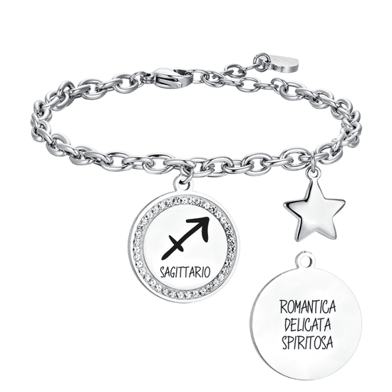 BRACCIALE DONNA IN ACCIAIO SEGNO ZODIACALE SAGITTARIO PIASTRA Luca Barra