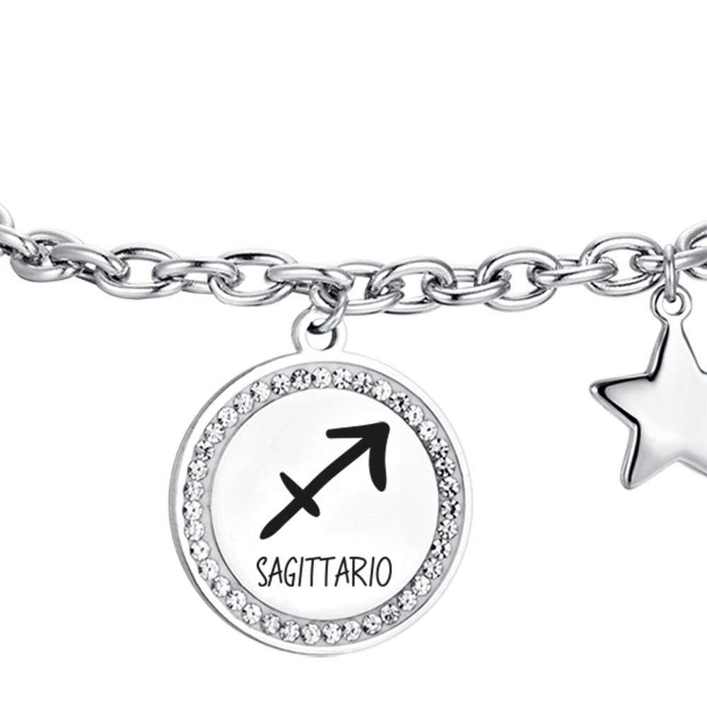 PULSERA DE ACERO MUJER SIGNO DEL ZODIACO SAGITARIO PLACA