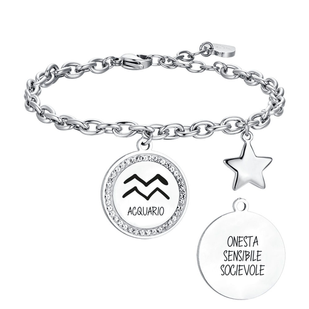 PULSERA DE ACERO MUJER SIGNO ZODIACAL ACUARIO PLACA