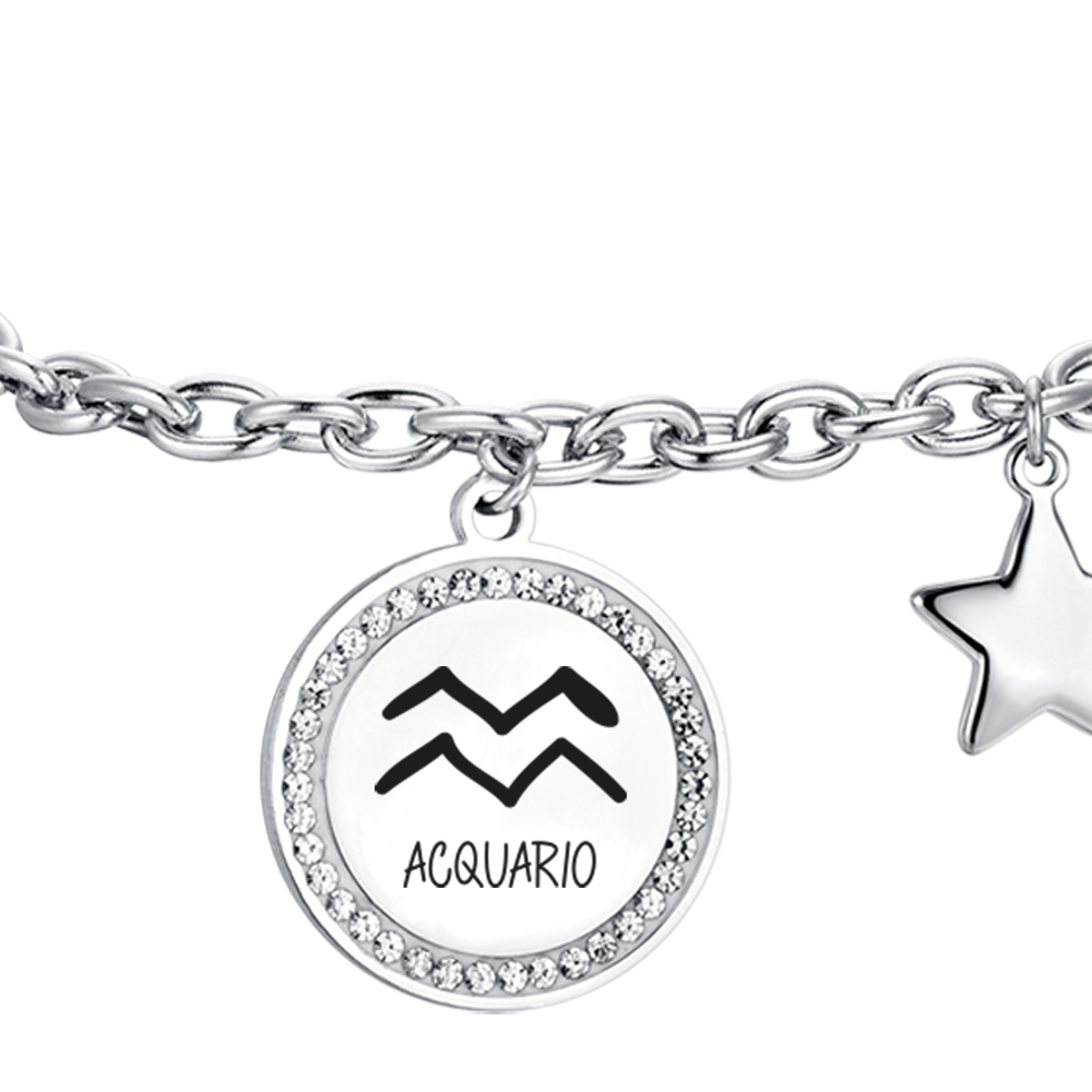 PULSERA DE ACERO MUJER SIGNO ZODIACAL ACUARIO PLACA