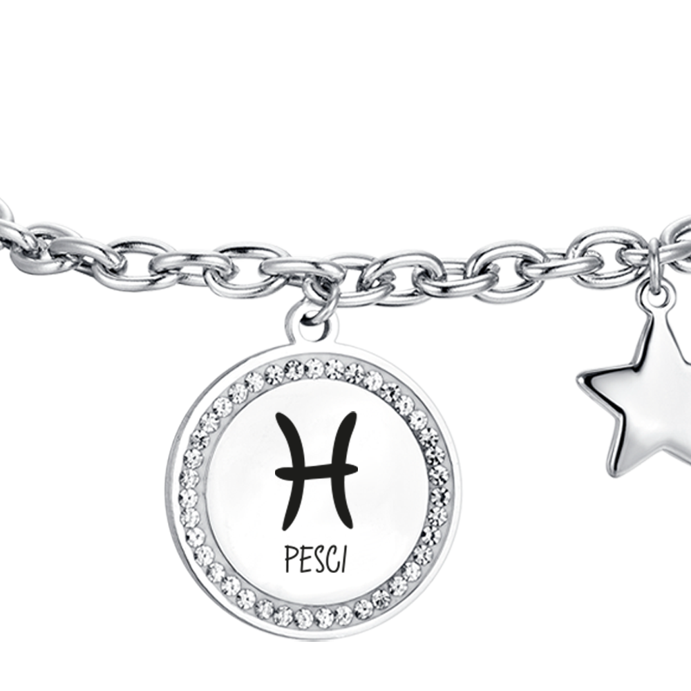 PULSERA ACERO MUJER SIGNO ZODIACAL PISCIS PLACA