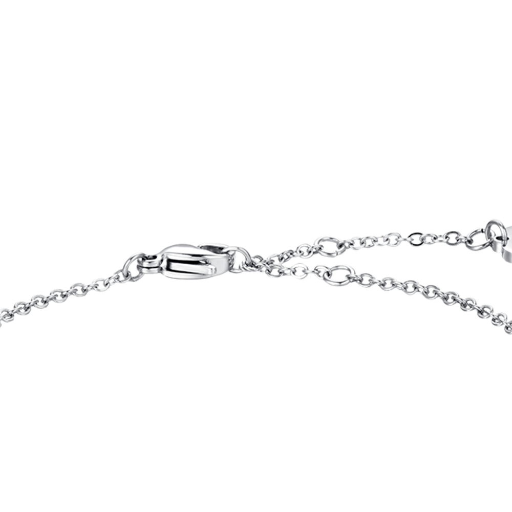 PULSERA DE MUJER DE ACERO CON CORAZÓN DE CRISTAL BLANCO