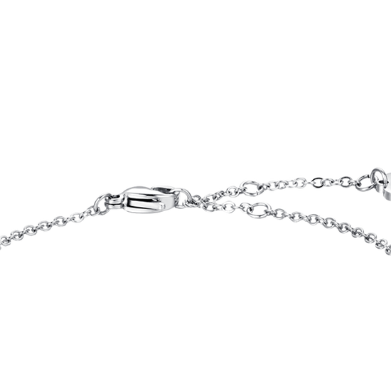 PULSERA DE MUJER DE ACERO CON CORAZÓN DE CRISTAL BLANCO