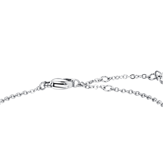 PULSERA DE ACERO CON CORAZÓN DE CRISTAL ROSA Y BLANCO PARA MUJER