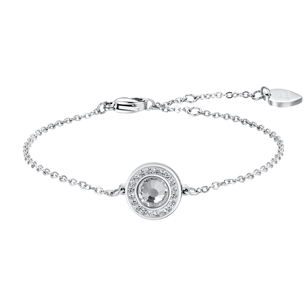 BRAZALETE DE ACERO PARA MUJER ELEMENTO DE CRISTAL BLANCO