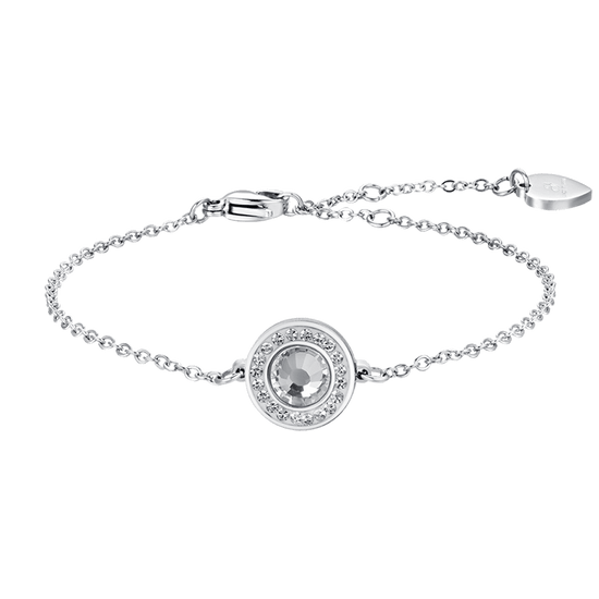 BRAZALETE DE ACERO PARA MUJER ELEMENTO DE CRISTAL BLANCO