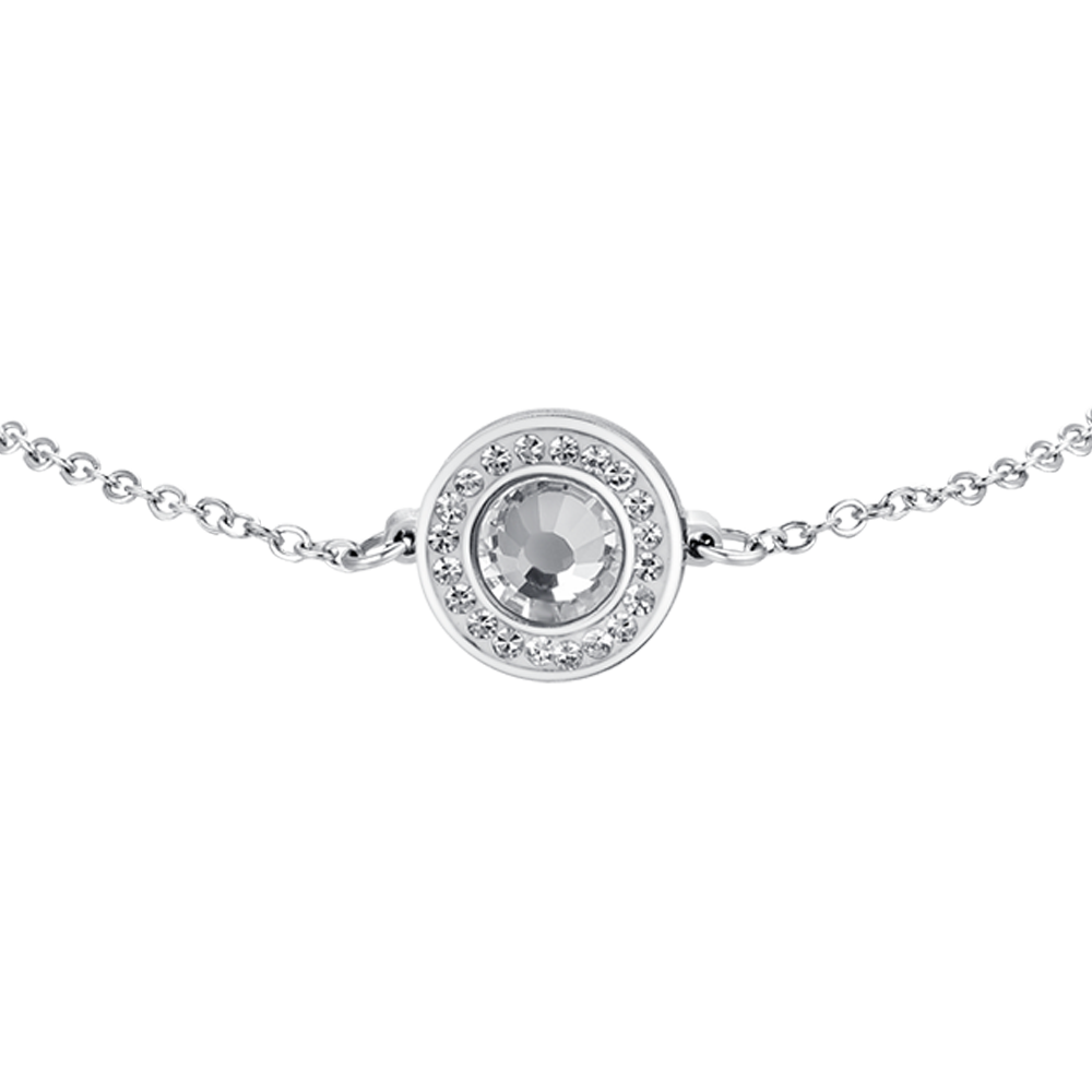 BRAZALETE DE ACERO PARA MUJER ELEMENTO DE CRISTAL BLANCO