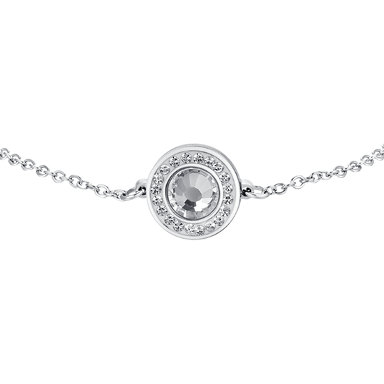 BRAZALETE DE ACERO PARA MUJER ELEMENTO DE CRISTAL BLANCO