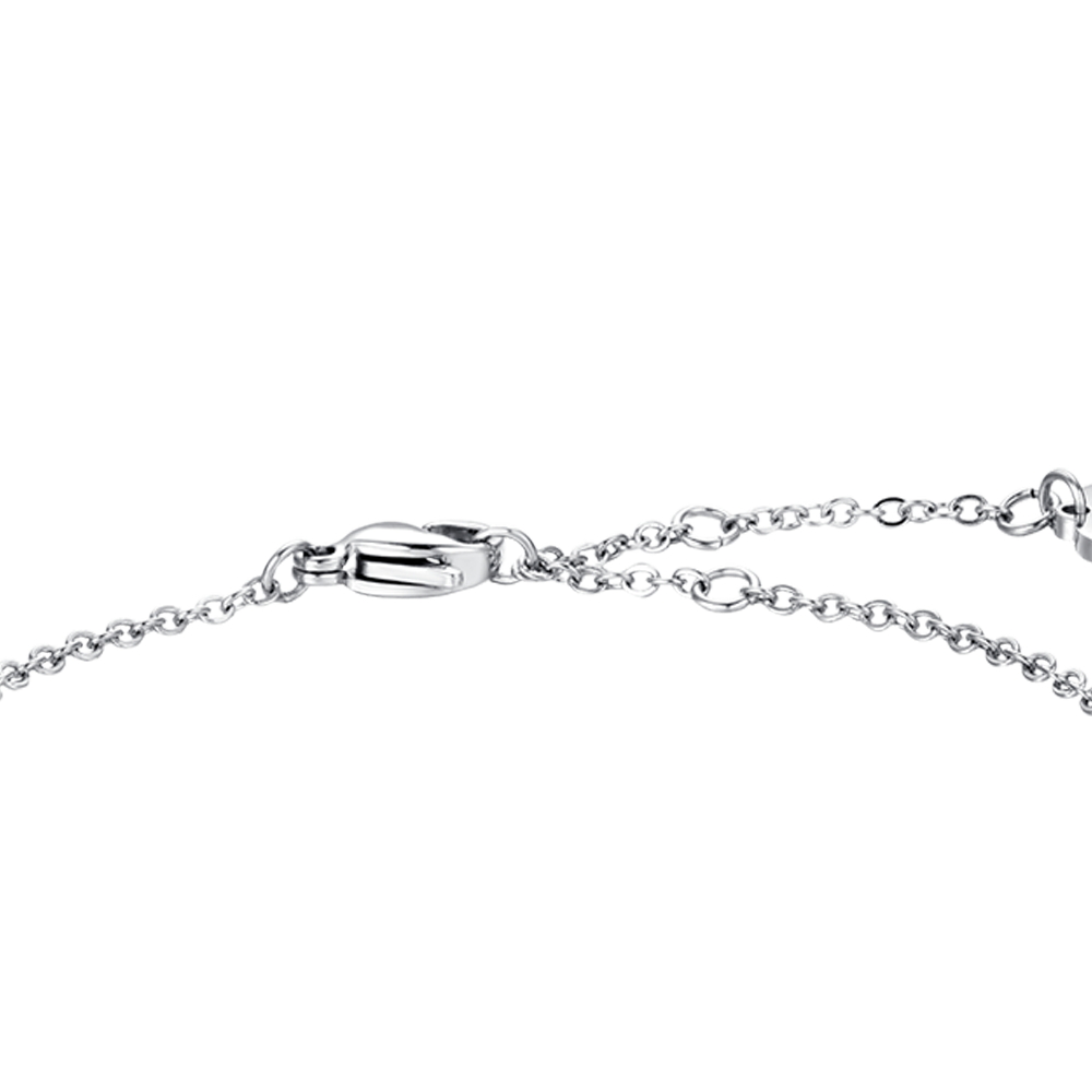 BRAZALETE DE ACERO PARA MUJER ELEMENTO DE CRISTAL BLANCO