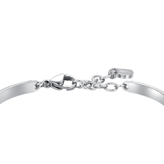 PULSERA DE ACERO CON CORAZÓN DE CRISTAL ROSA Y BLANCO PARA MUJER