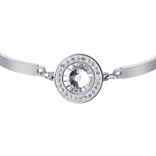 BRAZALETE DE ACERO PARA MUJER ELEMENTO DE CRISTAL BLANCO