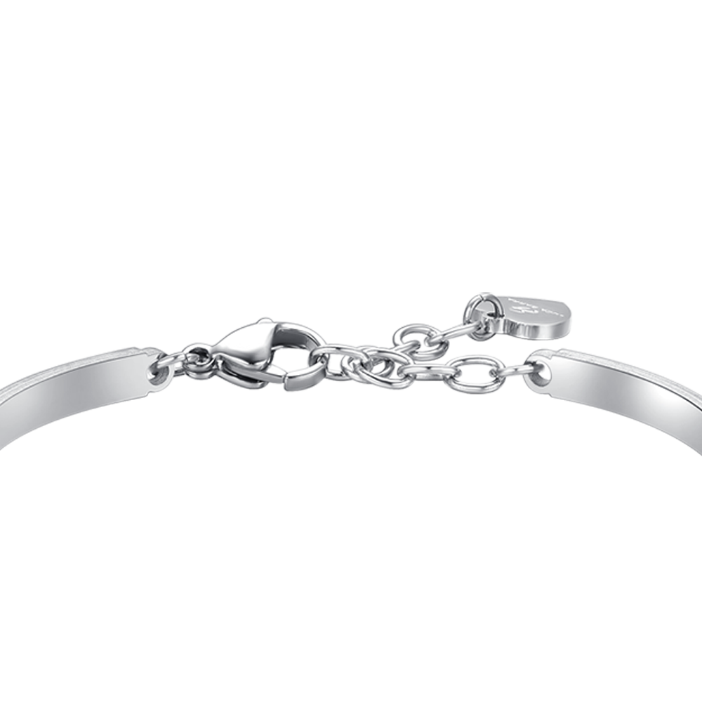 BRAZALETE DE ACERO PARA MUJER ELEMENTO DE CRISTAL BLANCO