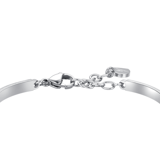 BRAZALETE DE ACERO PARA MUJER ELEMENTO DE CRISTAL BLANCO