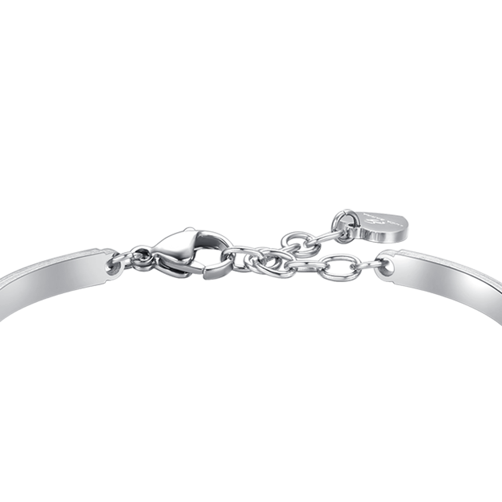 PULSERA DE ACERO PARA MUJER ELEMENTO DE CRISTAL AGUAMARINA Y CRISTALES BLANCOS