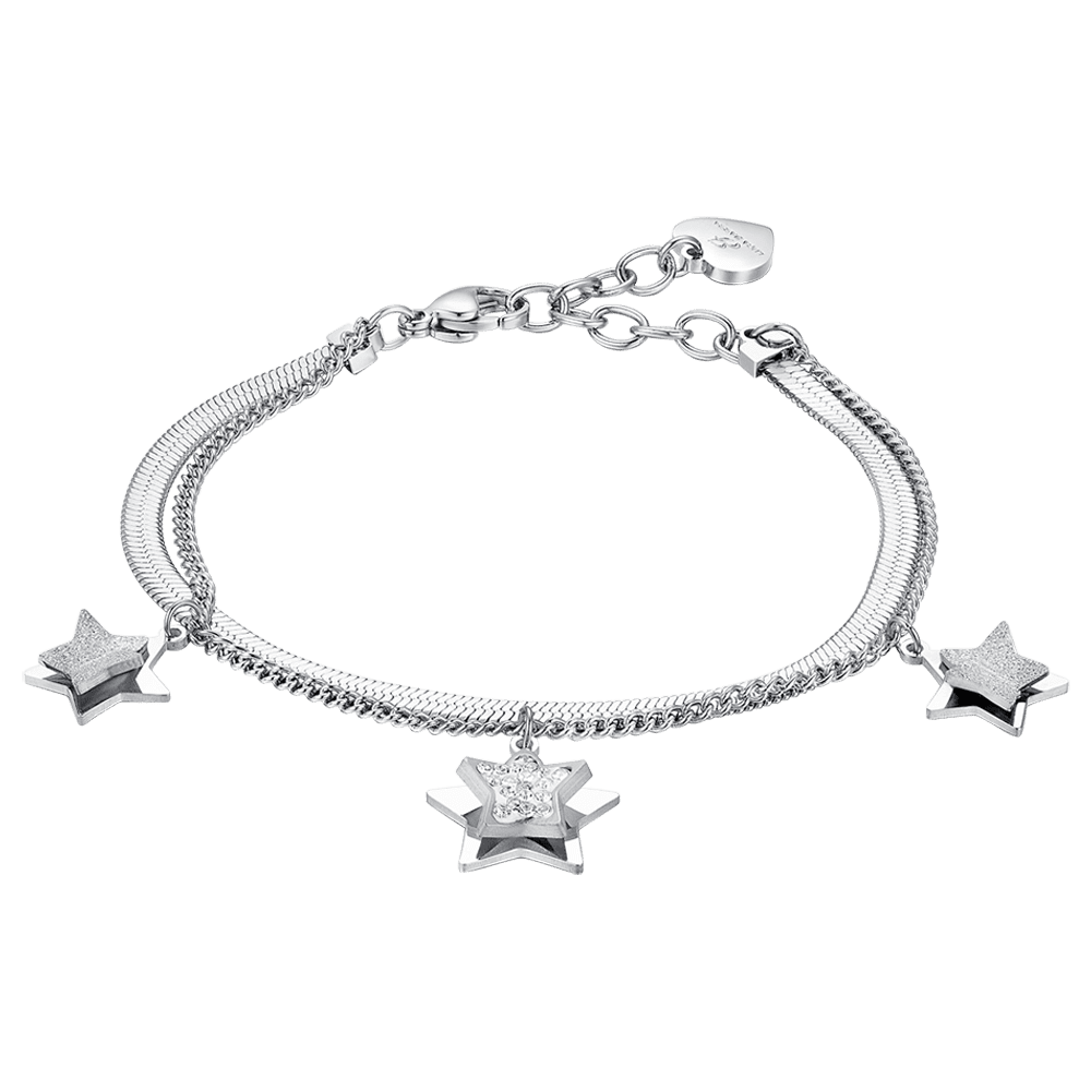 BRAZALETE ESTRELLA DE ACERO PARA MUJER CON CRISTALES BLANCOS