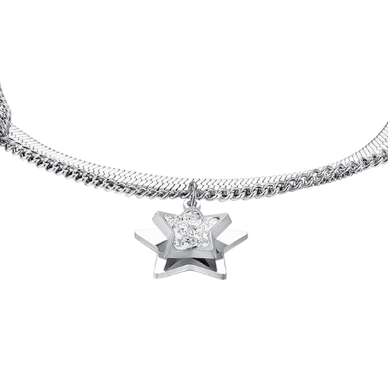 BRAZALETE ESTRELLA DE ACERO PARA MUJER CON CRISTALES BLANCOS